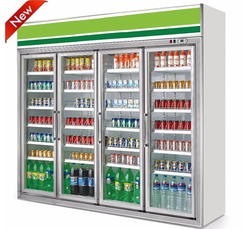 Beverage Cooler Single Glass Door Soft Drink Display Refrigerator for Supermarket