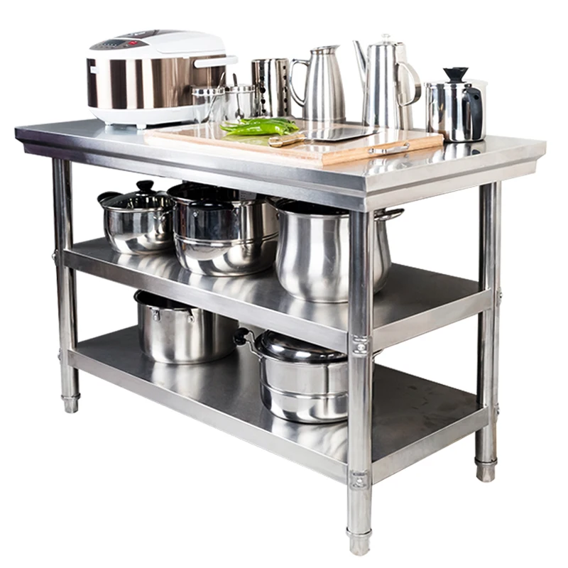 Hot sale double tiers stainless steel kitchen work table worktable for restaurant operation