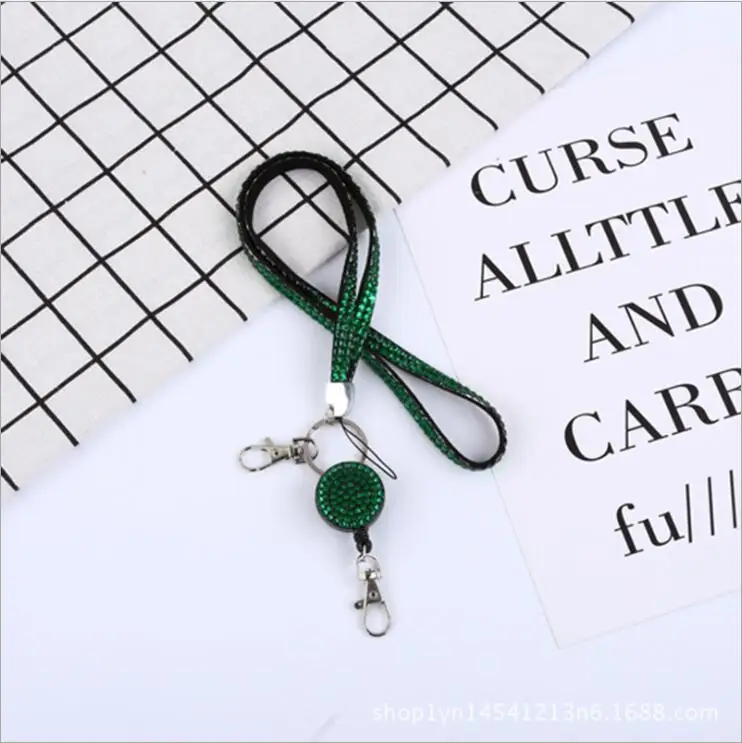 Custom Diamond Lanyards With Badge Card Holder Custom Bling Star Multi Style Rhinestone Retractable ID badge card holder