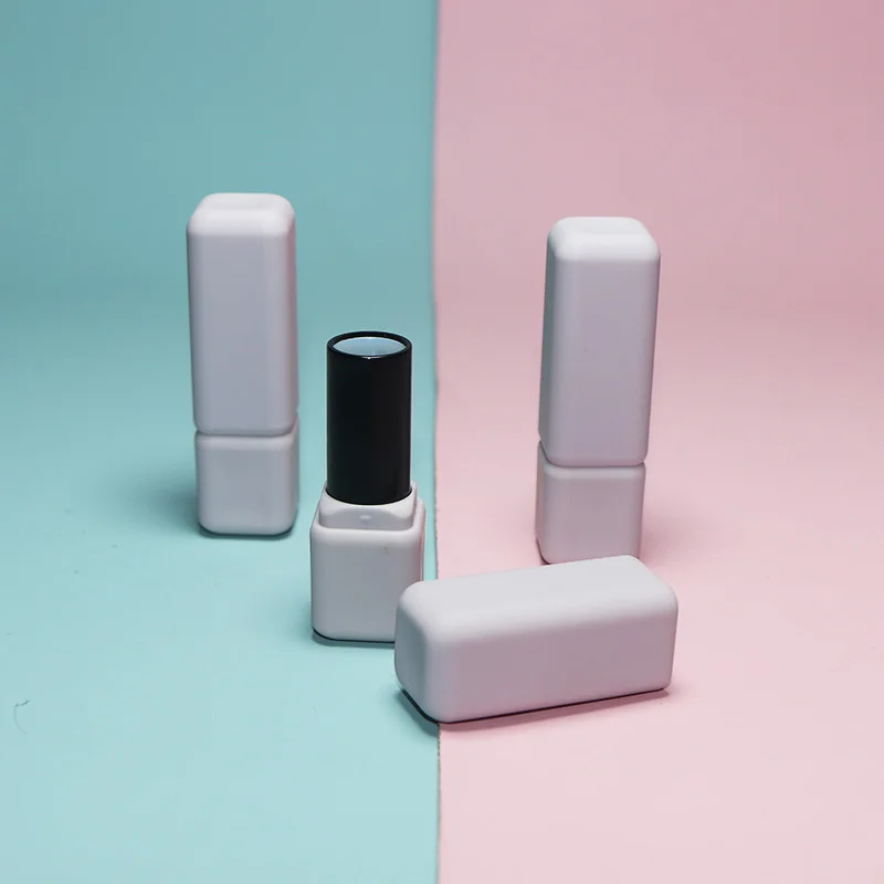 Square Rubber Paint Lipstick Tube Pink Plastic Lip Balm Mouth Wax Packaging Contouring Concealer Blush Stick