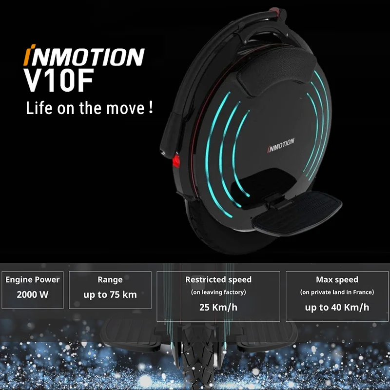 EU Stock INMOTION V10F 84V 960Wh аккумулятор 2000 Вт мотор 40 км/ч Максимальная скорость приложение светодиодный самобалансирующийся умный