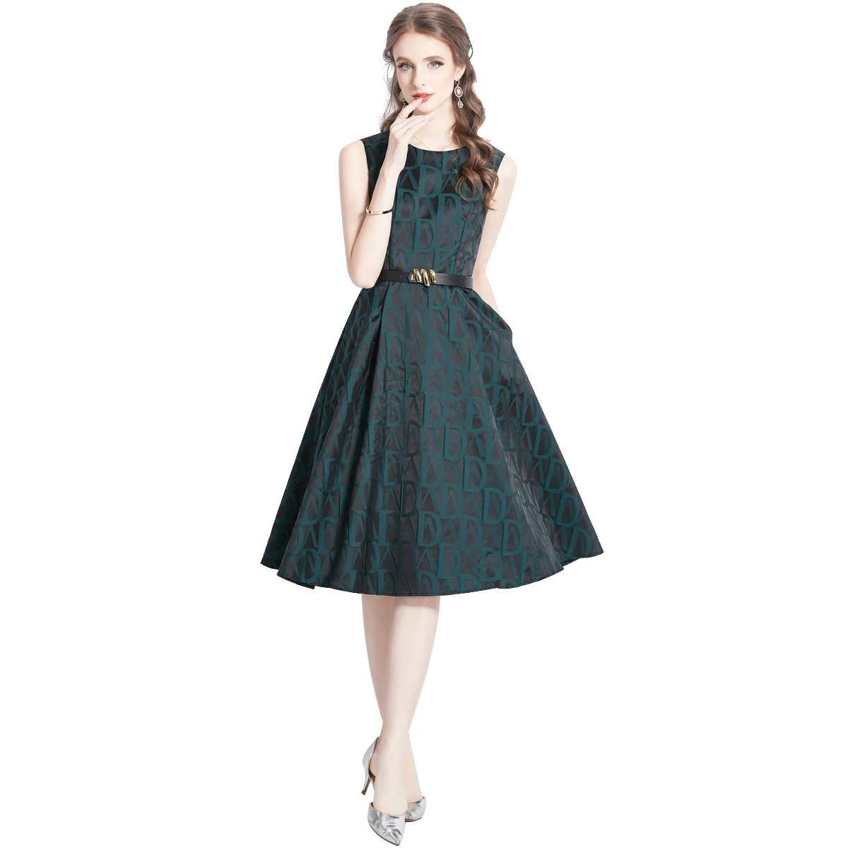 85-2027-stock Woman Clothes Manufacturer Wholesale Fashion Apparel Elegant Vintage Lady Floral Evening Casual Dresses