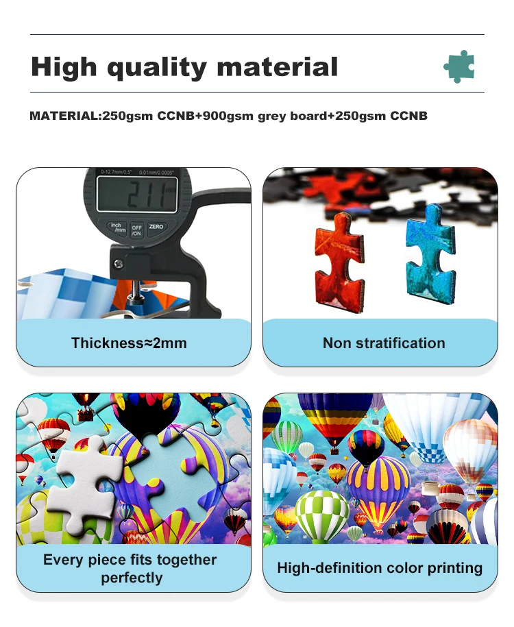 Cheap Kid Toys Cardboard Promotional Custom Puzzle Jigsaw100 200 500 1000 Piece For Joy