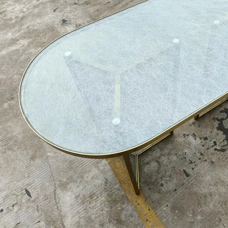 Fashionable Popular Oval-shaped Glass Dining Table For Dining Room