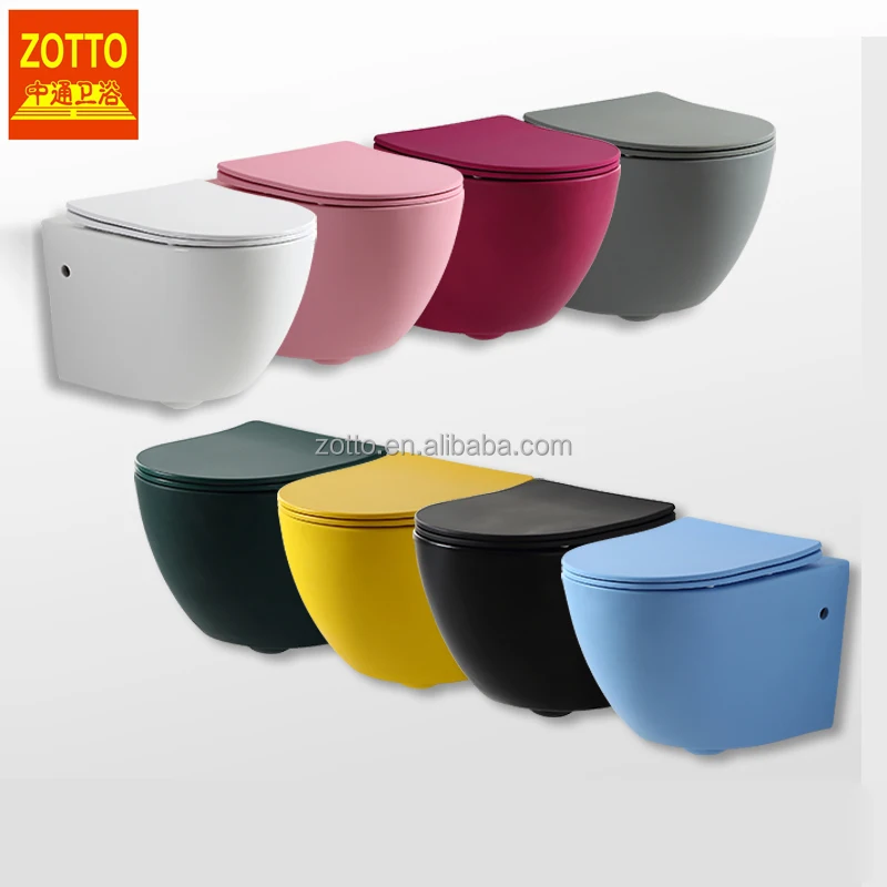 European-style Frameless Matt Black Multi-color Ceramic Wall-mounted Toilet