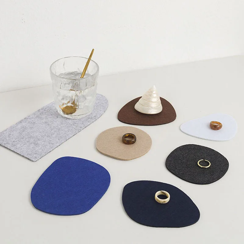 Nordic shaped felt coasters Set 7 pieces Coffee mat retro heat cushions Customized Felt Cup pad Drink cushion