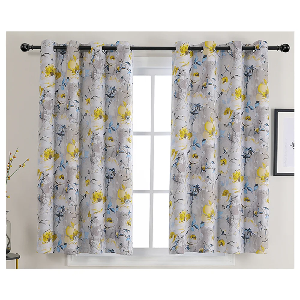 American Style Foil Shiny Printed Floral Blackout Curtain Design Ring Top Grommet Metallic Blackout Curtain For The Living Room