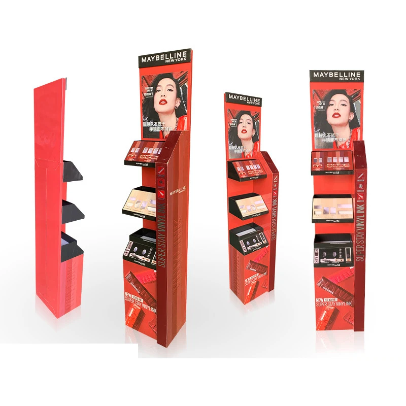 Custom logo product floor display stand Wholesales Supermarket  paper foldable storage rack