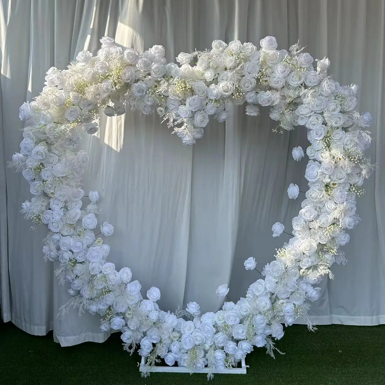 KE-HOA004 Wedding Rose Horn Flower Arch Backdrop Wedding Arch Flower Arrangement Artificial Silk Flower Arch Decoration