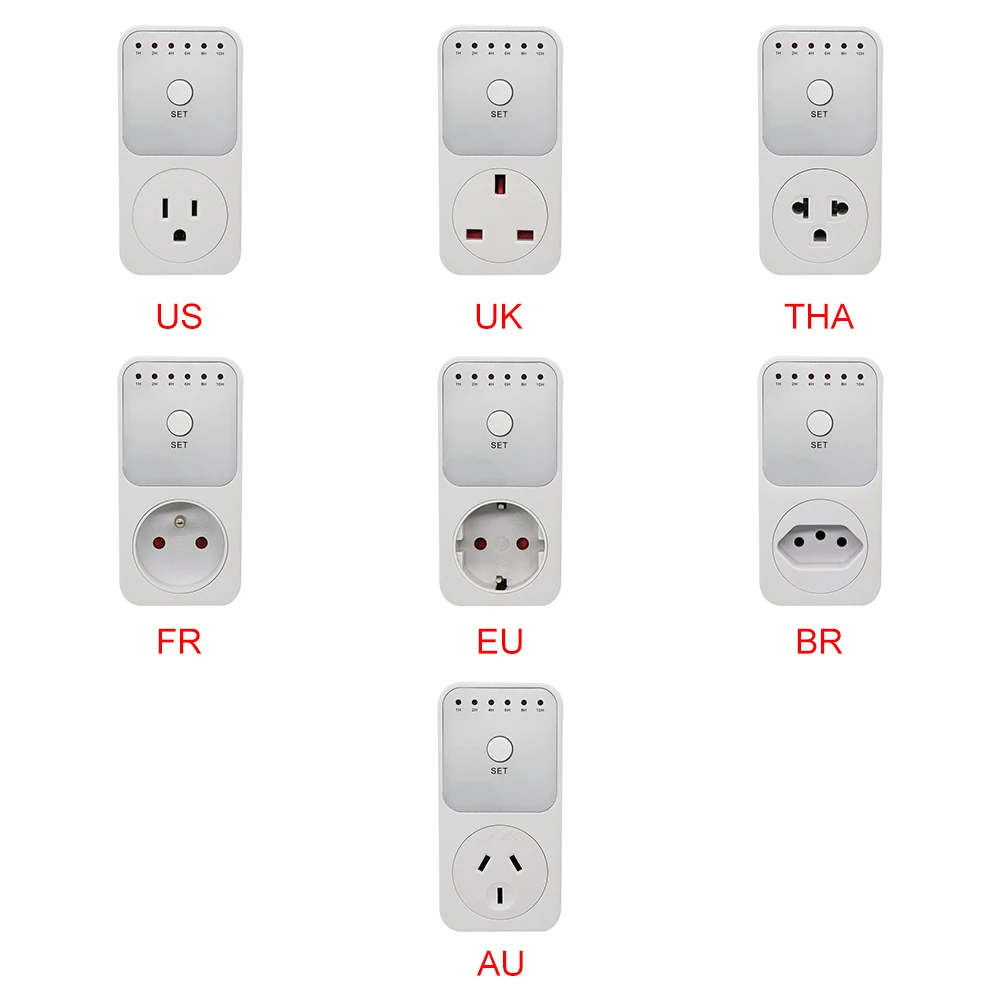 Electronic Timer Switch EU FR BR UK Countdown Switch Controller Kitchen Timer 6 sets Outlet Timing Socket