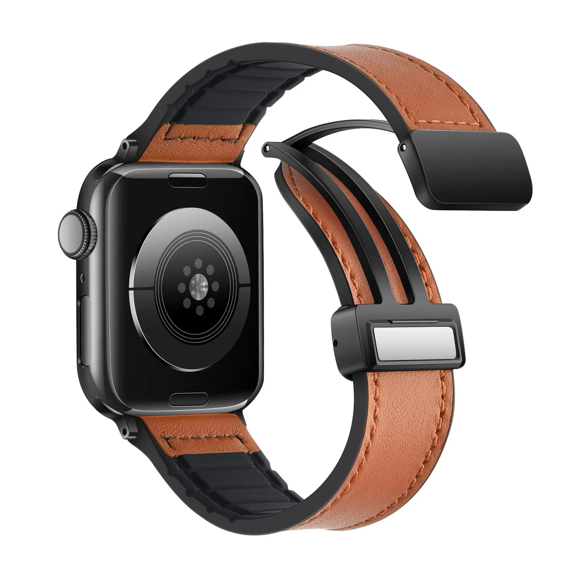 Foldable Buckle Leather Band for Apple Watch