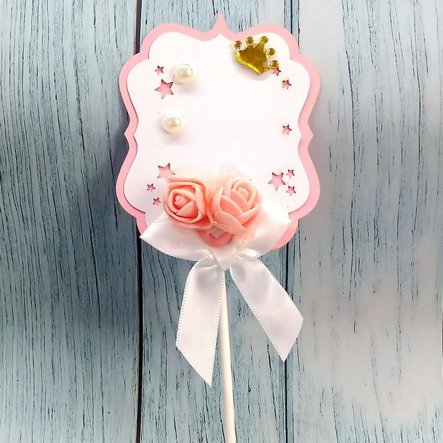 Accept custom Write Letter Crown New Design Quality Flower Cake  Cake Decoration Topper vertical cake topper