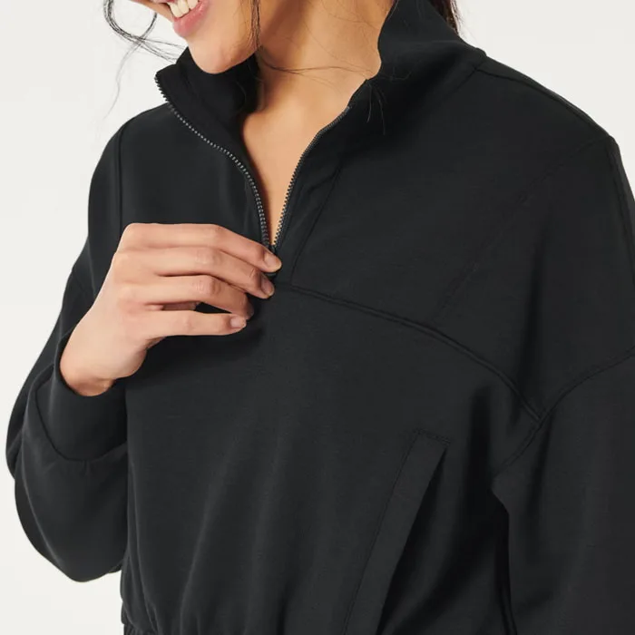 Custom Brand Wholesale High Quality Pullover Mockneck Quarter Zip Sweatshirt for Women