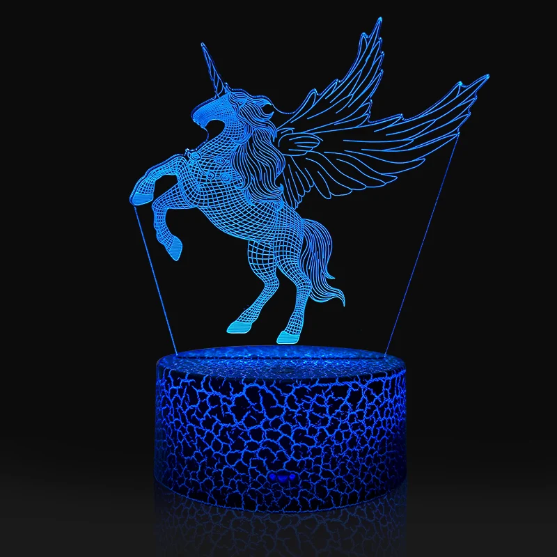 RGB LED Lamp ABS Acrylic Black 3D lamp cracked base Touch Base with USB Cable and Remote Control