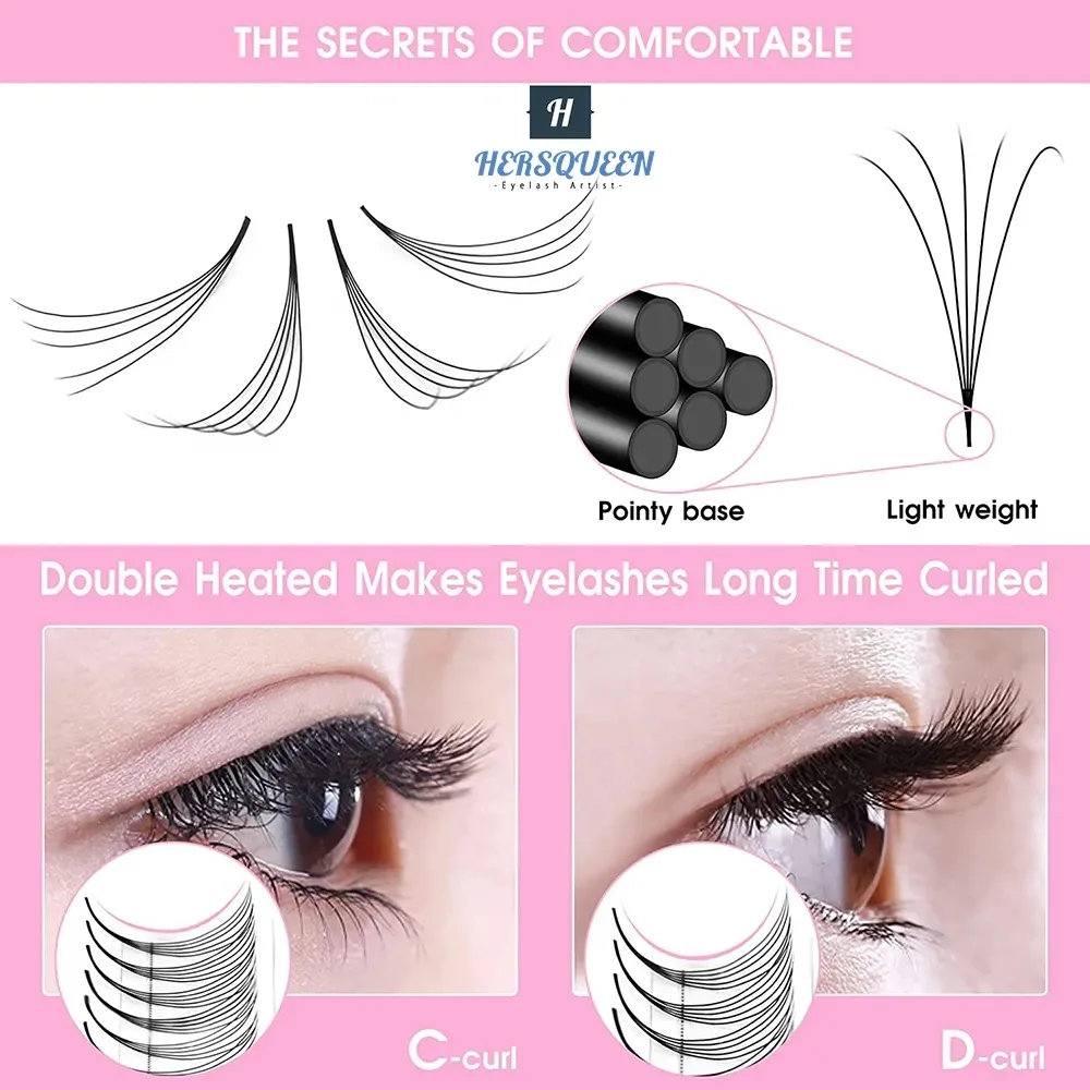 0.07 mm C Curl Premade Volume Lashes Pointed Base Premade Fans Lashes 3D Fluffy Russian Volume Fans Lashes Best Price Wholesaler