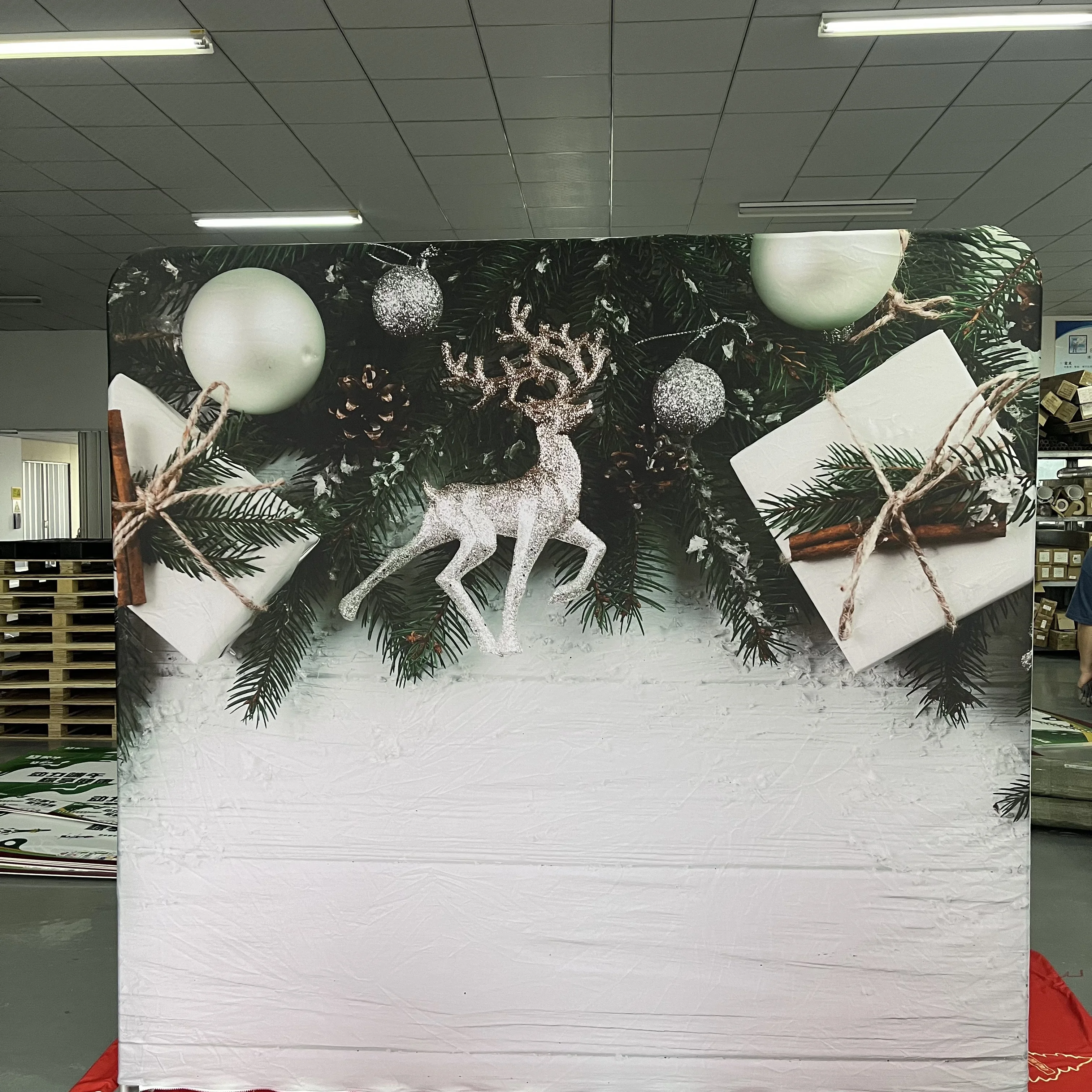 2024hotsale custom print portable 8 ft trade show Tension fabric pop up stand tube backdrop display wall stretch fabric display