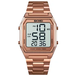 Relojes SKMEI 1735 Sport Watches Stainless Steel Multifunction Movement Digital Watch for Men Golden