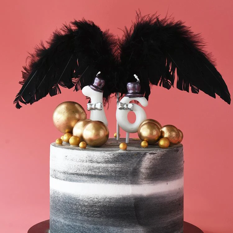 Wholesale Custom White Top Hat with Bow Birthday Cake Decorating Candle