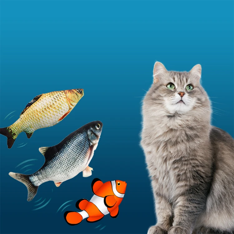 Wholesale funny Cat Plush Toys can charge The Dancing Simulation Fish with Catnip Electric fish Cat Toy