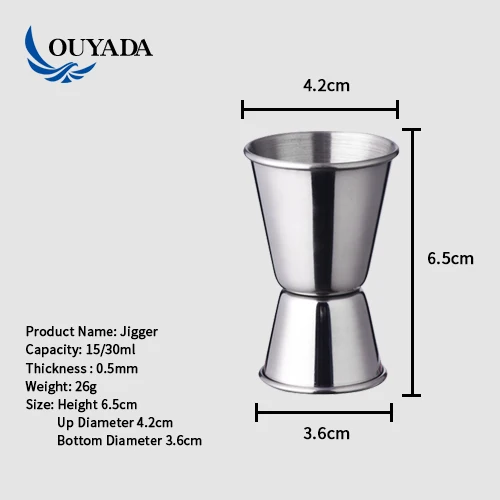 
Factory Direct 15ml 30ml stainless steel metal measuring bacardi custom bar jigger 