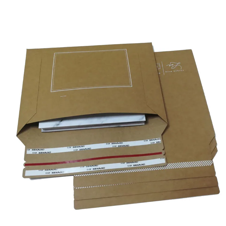 Custom printed cardboard envelope flat expandable packaging mailers brown kraft paper envelope mailing bag