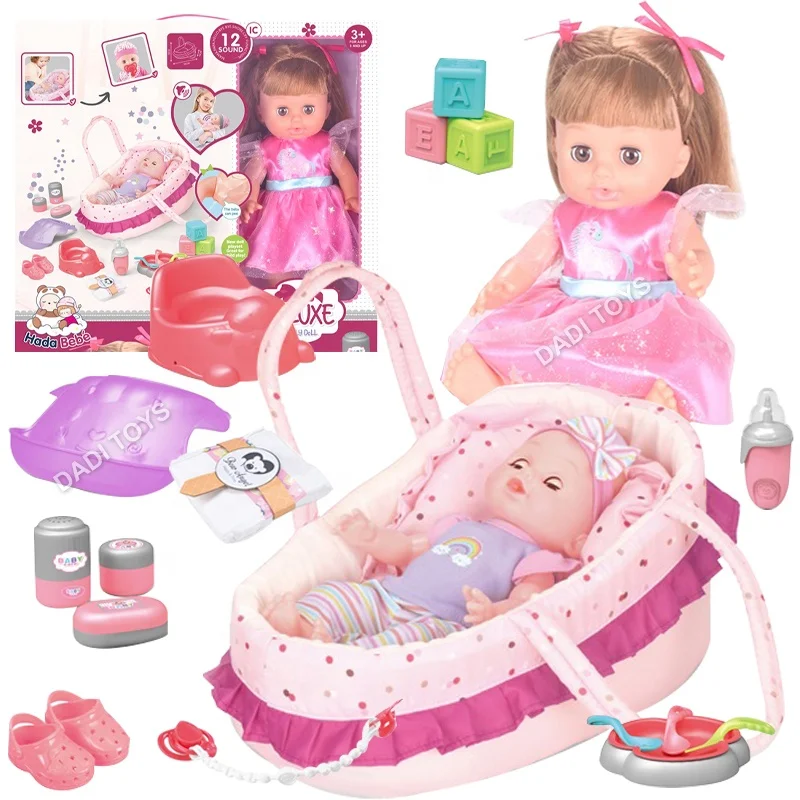 DADI OEM/ODM 14inch Baby Doll Care Accessories Handy Basket Toys Full Body Silicone Baby Dolls Cheap