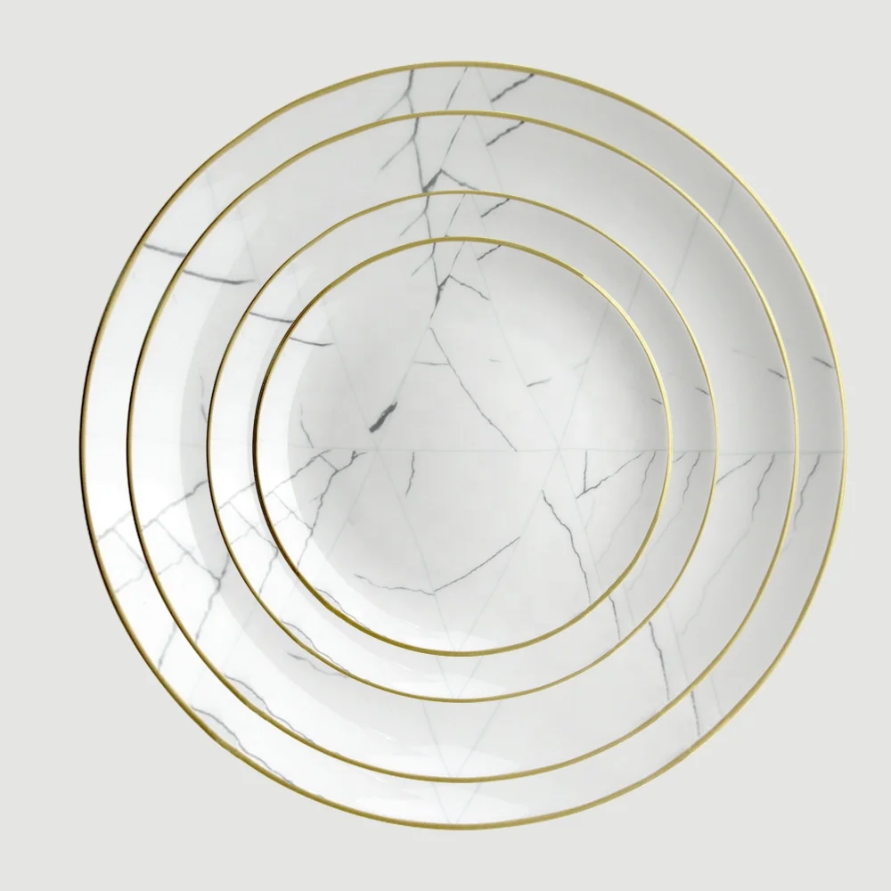 White Marble Pattern Charger Dinner Plates Ceramic Dishes Wedding Events dinner plates restaurant