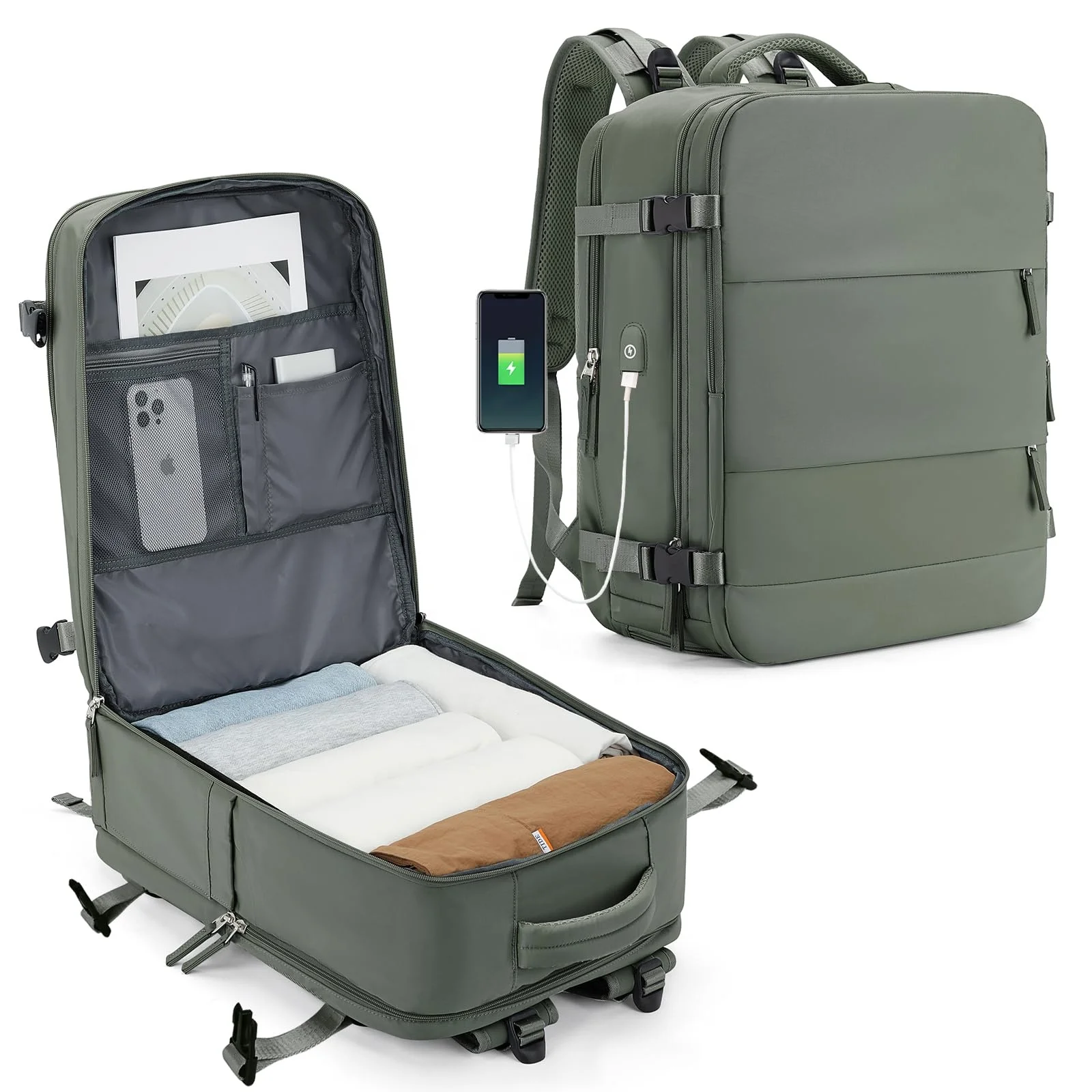 Custom Logo Light Carry on Folding Hand Luggage Wholesale Large Laptop Business Waterproof Men Women Travel Backpack with USB