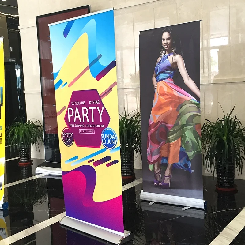 
China custom print premium standard size double side fabric pull-up banner / pull up retractable roller banner stand display 
