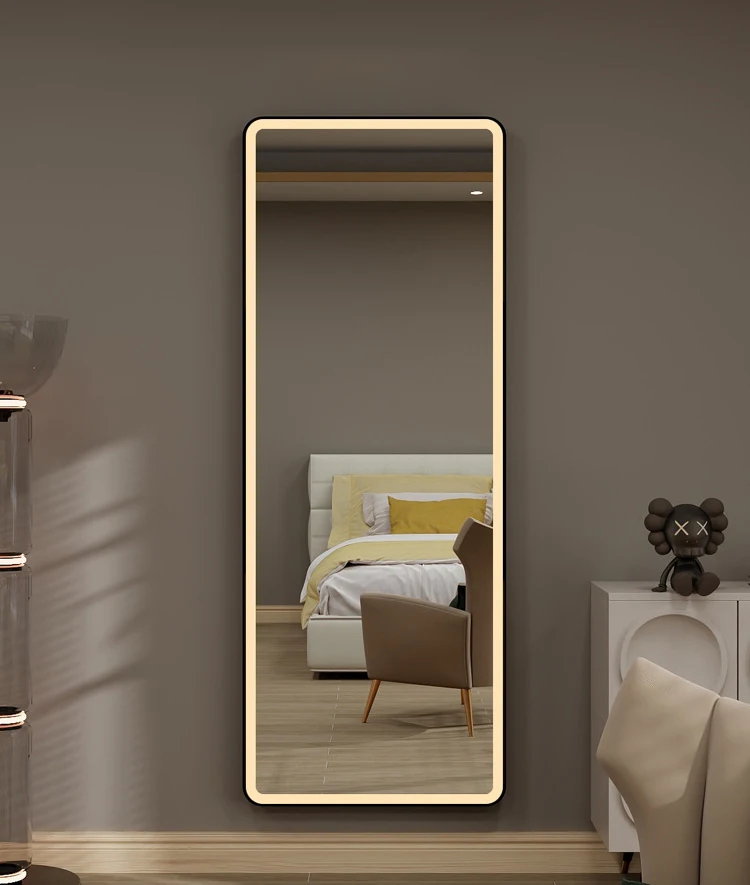 LED smart bedroom wall-mounted multi-functional high-definition full-length mirror with light