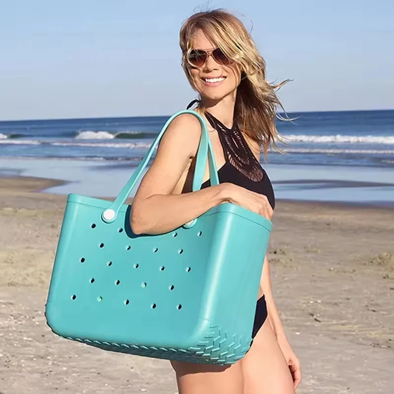 Factory Wholesale Custom M Plastic Reusable EVA Bog bag Outdoor Silicone Tote Beach Bag Beach storage eva bog bag