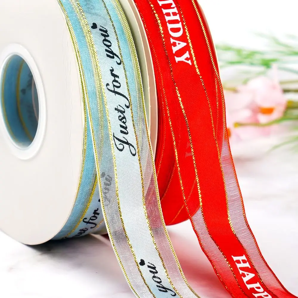Custom 2.5Mm Gold Jacquard Checked Holiday Ribbon Wholesale Printing Pleated Two Color Ribbon Christmas For Rosette