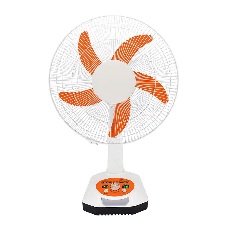 AC DC 16 inch Air Cooler 3 Speeds 6V Electric Desk Fans Cooling Charging Solar With LED Light Rechargeable Table Fan