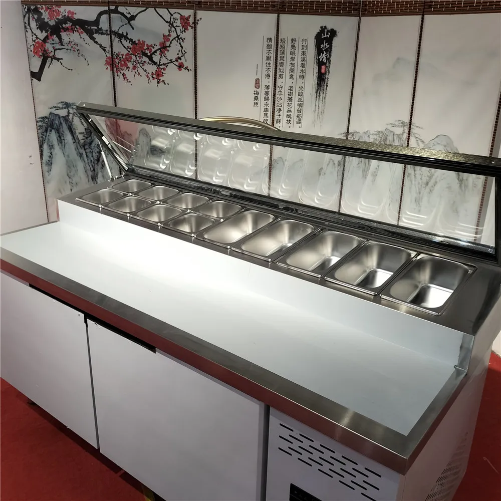 Commercial 1/2/3 Door Stainless Steel Salad Sandwich Prep Table Refrigerator