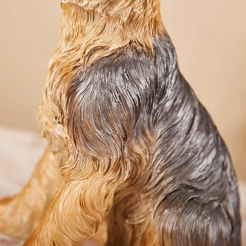 OEM Luxury Realistic Resin Yorkshire Terrier Dog Figurine Statue Home Garden Decor Animal Figurine Yorkie Dog Polyresin Ornament