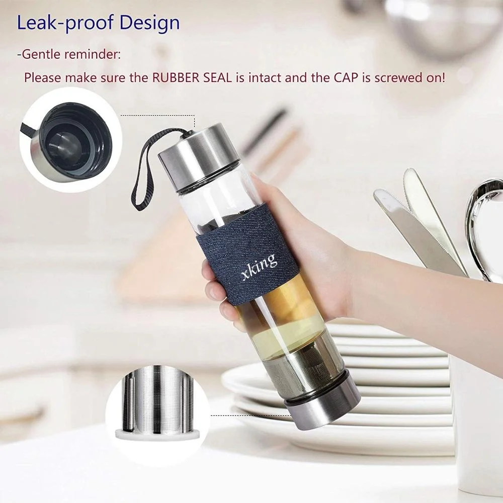 2024 Custom Printed Glass Water Bottle Single Glazed Water Bottle for Sport and Office Coffee Bottle