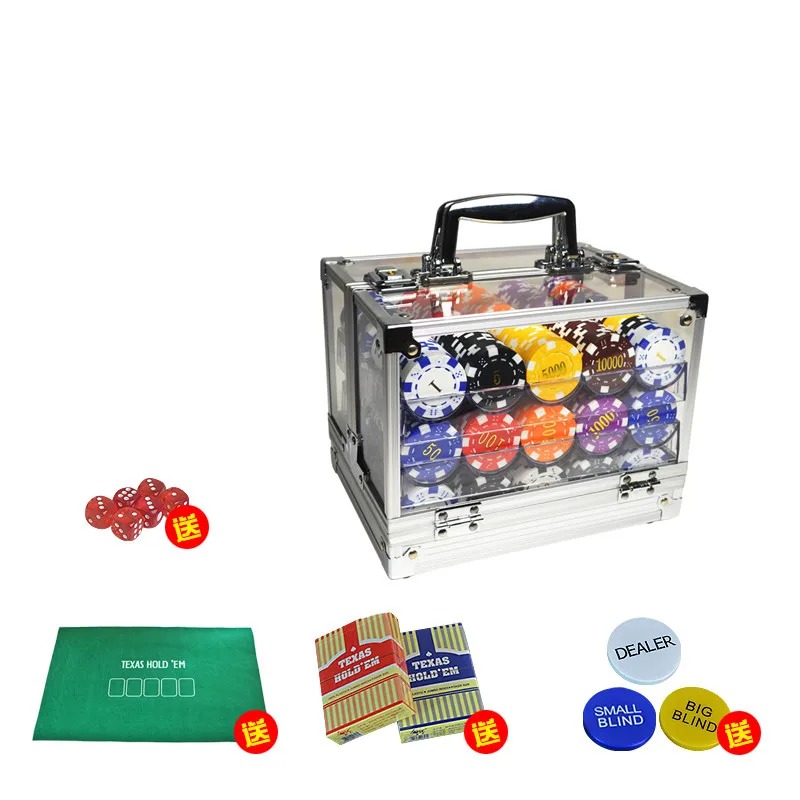 600PCS/set ABS Poker Chips Baccarat Chip Sets with Acrylic
