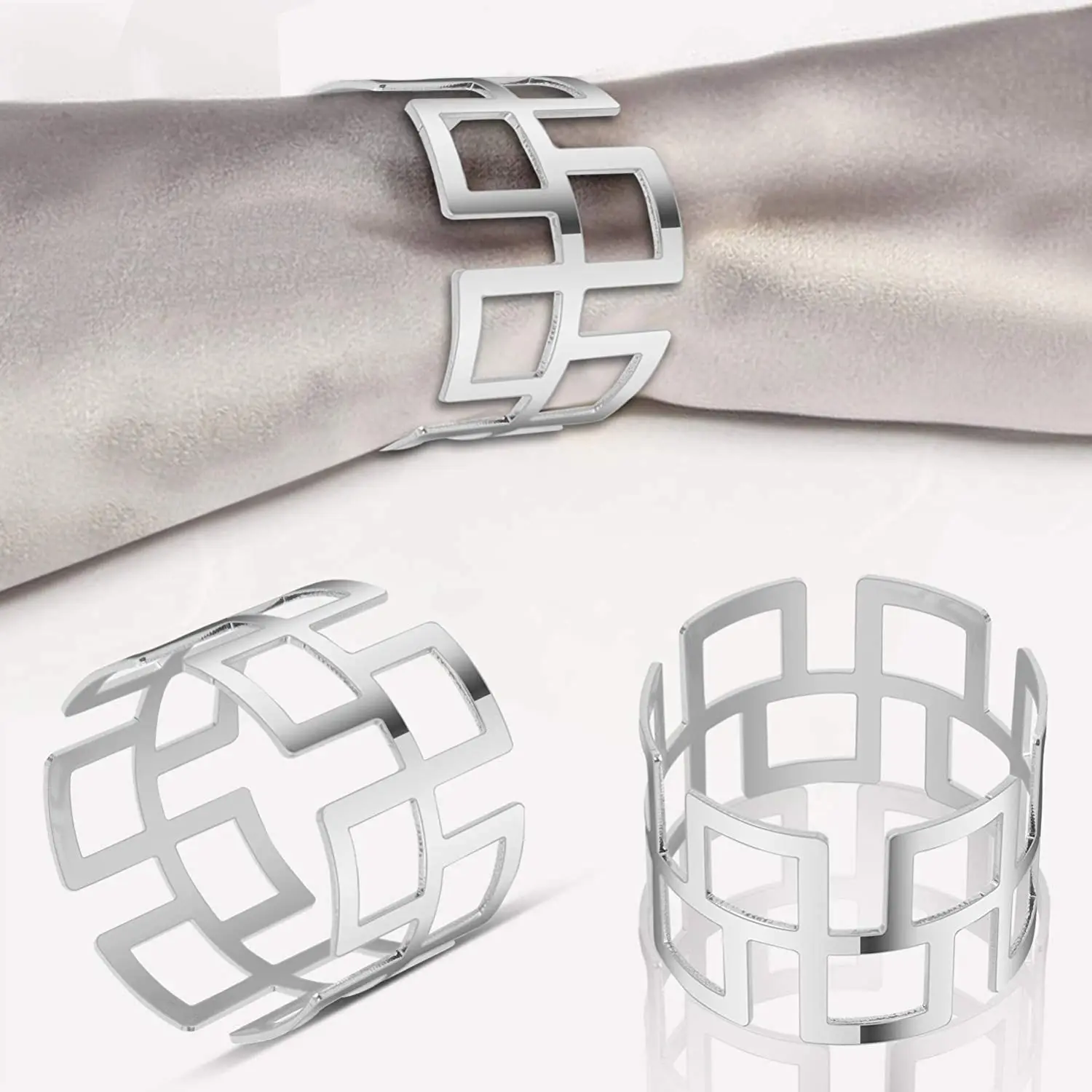 Wholesale Cheap Metal Alloy Wedding Party Dinner Table Napkin Rings Sliver Gold Metal Napkin Ring Holder Napkin Buckle
