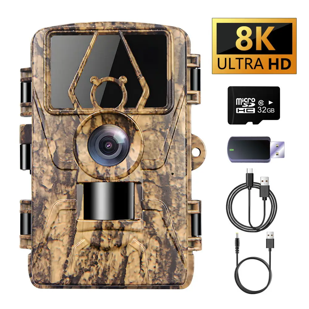 60MP 8K Resolution Trail Camera PR801W Waterproof IP66 Support App WiFi Night Vision for Outdoor Animal Hunting