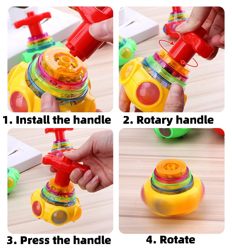 Mini Light Up Spinning Top Luminous Toy Light Music Spinning Top Toy Boy Girl