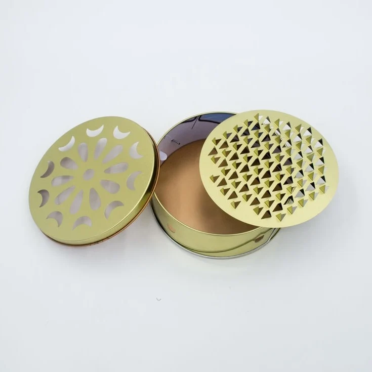 Novelty Custom Logo Round Tinplate Box Outdoors Mosquito Coil Metal Holder