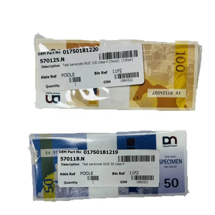 ATM Machine Spare Parts Diebold Test Banknote WUE 50 100 Class 4 1750181220 1750181219