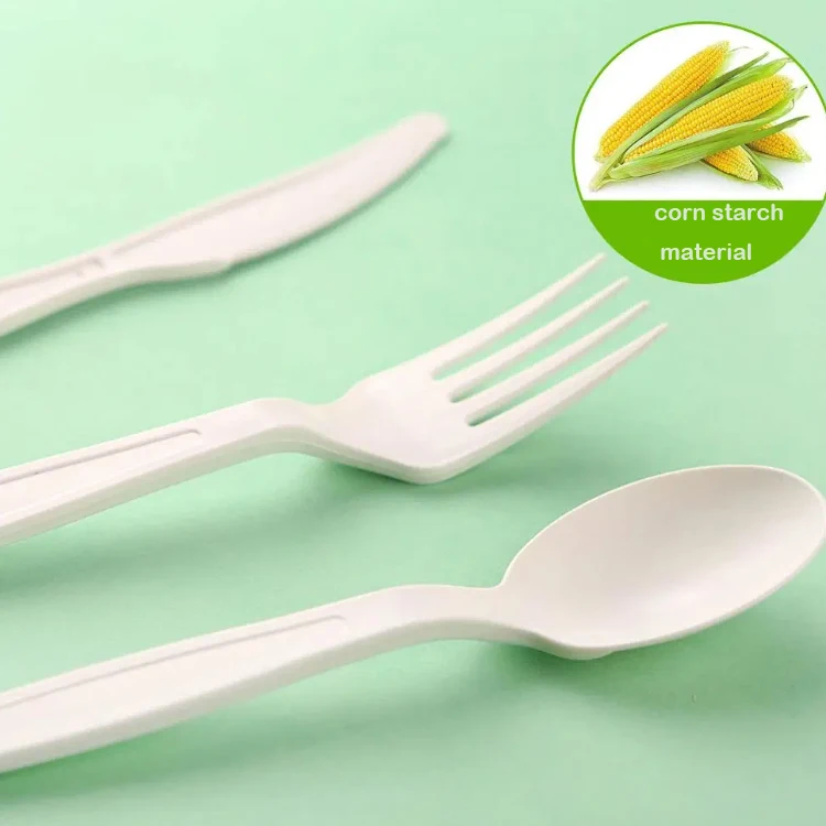 High Quality OEM Reusable biodegradable disposable cutlery Spoon fork knife Plastic utensils 6 inch 8inch
