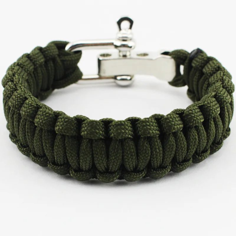 Wholesale High Quality Stainless Steel Shackle Paracord 550 Survival Bracelet