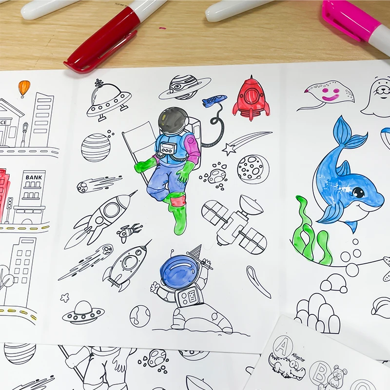 Customized Washable Reusable Graffiti Mats Children Silicone Coloring Painting Placemat For Kids