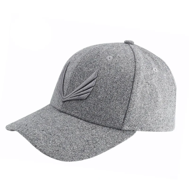 High Quality Embroidery Logo Cashmere Wool Baseball Cap Men Wool Hats with Custom Logo