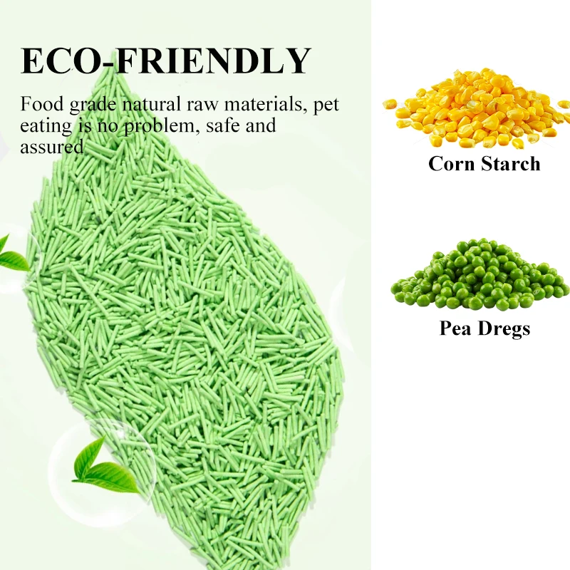 Manufacturer OEM Premium Easy Clean Plant Cat Sand Green Tea Scent 6l Eco Clean 2mm Stripe Shape Strong Clumping Tofu Cat Litter