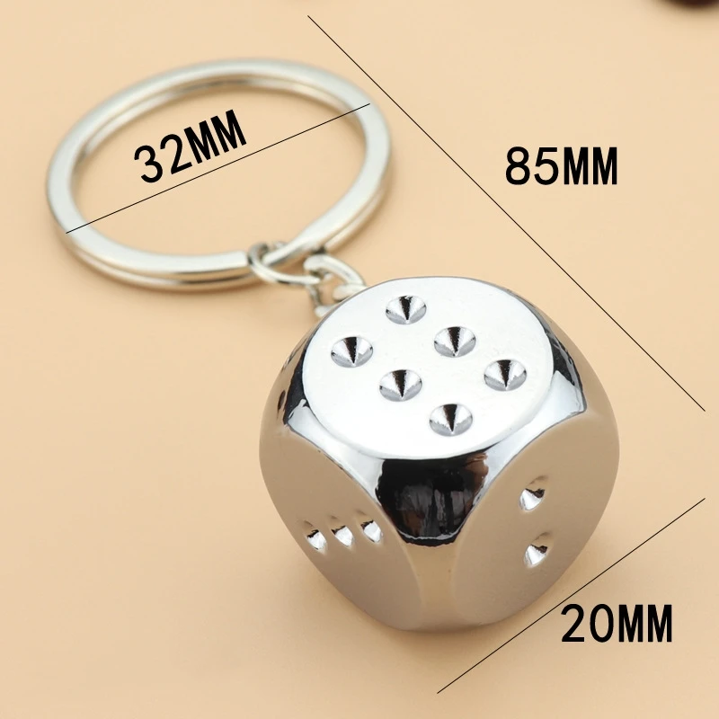 Custom Wholesale Vintage Dice Poker Pendant Ornament Car Keyring Gift Stainless Metal Poker Keychain