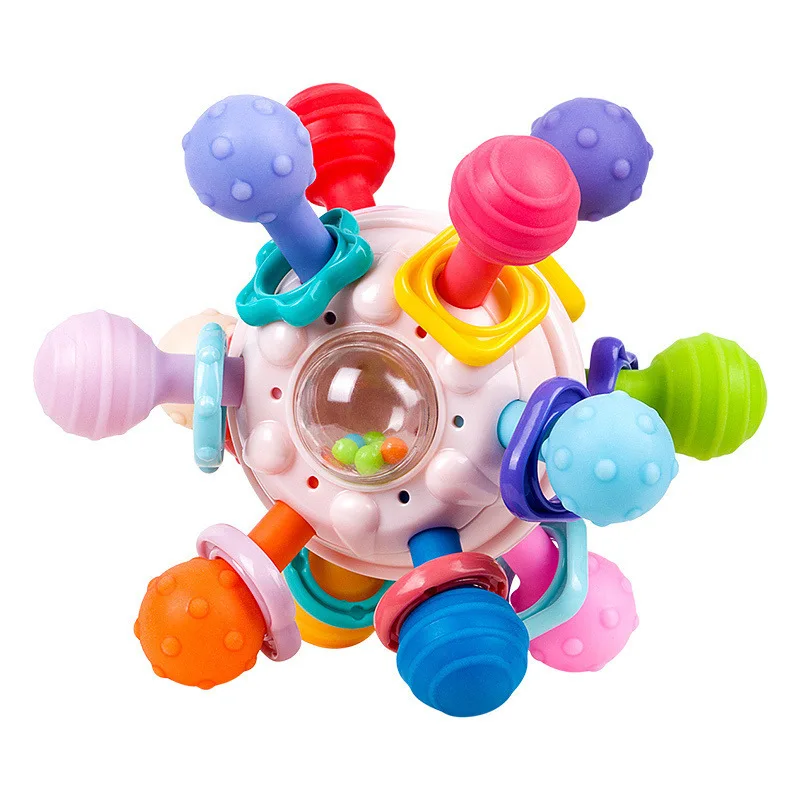 Baby rattle toy Manhattan finger ball Atomic spin soft glue ball grinding tooth hand grip ball early education toy