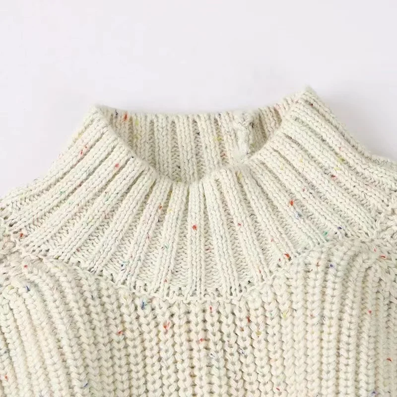 Customization 100% Colored Cotton Children Sweaters Oversize Chunky Knitted Jumper Crew Neck Infant Kids Girls Pullover